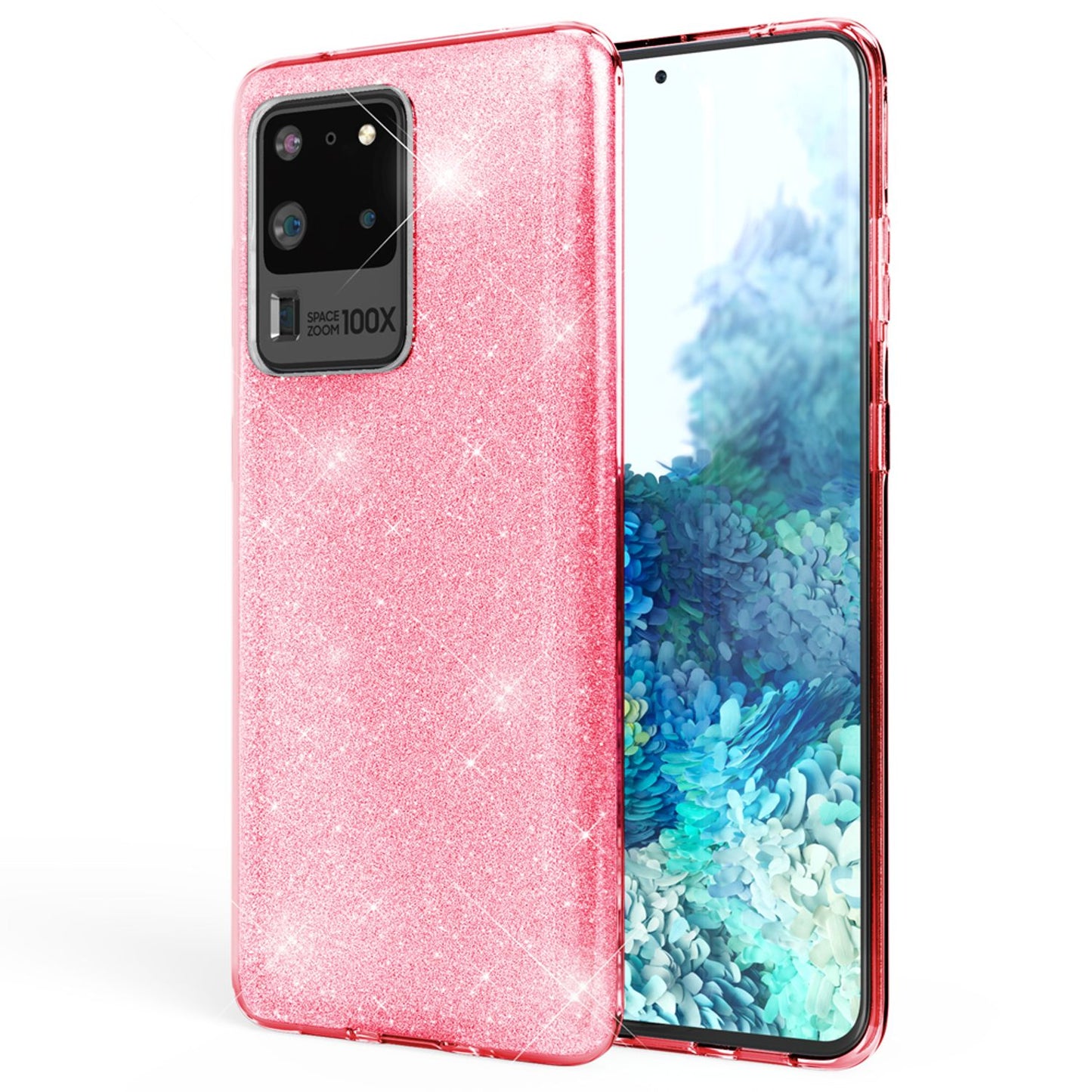 NALIA Glitzerhülle für Samsung Galaxy S20 Ultra – Funkelnder Glitzer-Look & Grip – SHINEPOP (Silikon Case) – Marke aus Berlin