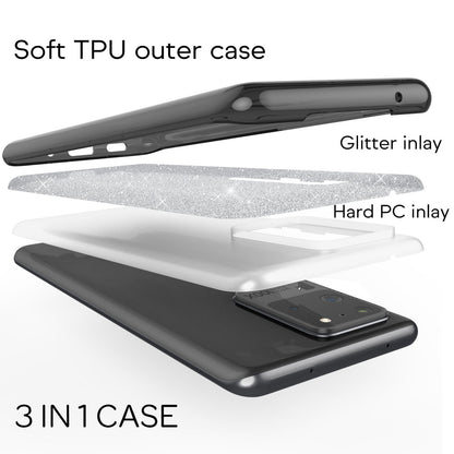 NALIA Glitzerhülle für Samsung Galaxy S20 Ultra – Funkelnder Glitzer-Look & Grip – SHINEPOP (Silikon Case) – Marke aus Berlin