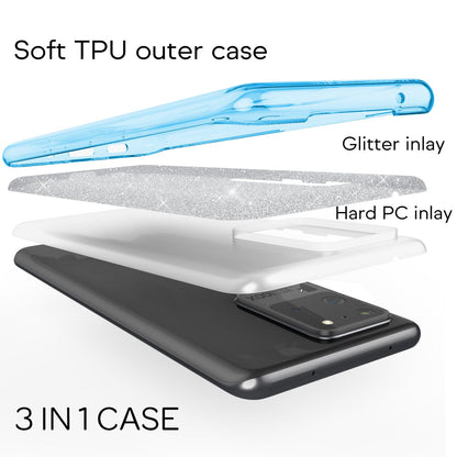 NALIA Glitzerhülle für Samsung Galaxy S20 Ultra – Funkelnder Glitzer-Look & Grip – SHINEPOP (Silikon Case) – Marke aus Berlin