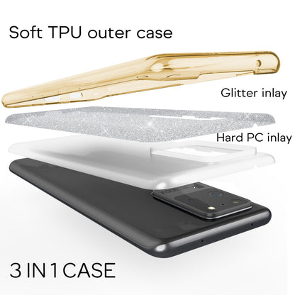 NALIA Glitzerhülle für Samsung Galaxy S20 Ultra – Funkelnder Glitzer-Look & Grip – SHINEPOP (Silikon Case) – Marke aus Berlin