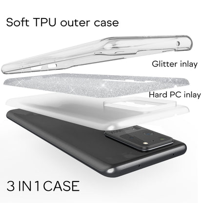 NALIA Glitzerhülle für Samsung Galaxy S20 Ultra – Funkelnder Glitzer-Look & Grip – SHINEPOP (Silikon Case) – Marke aus Berlin