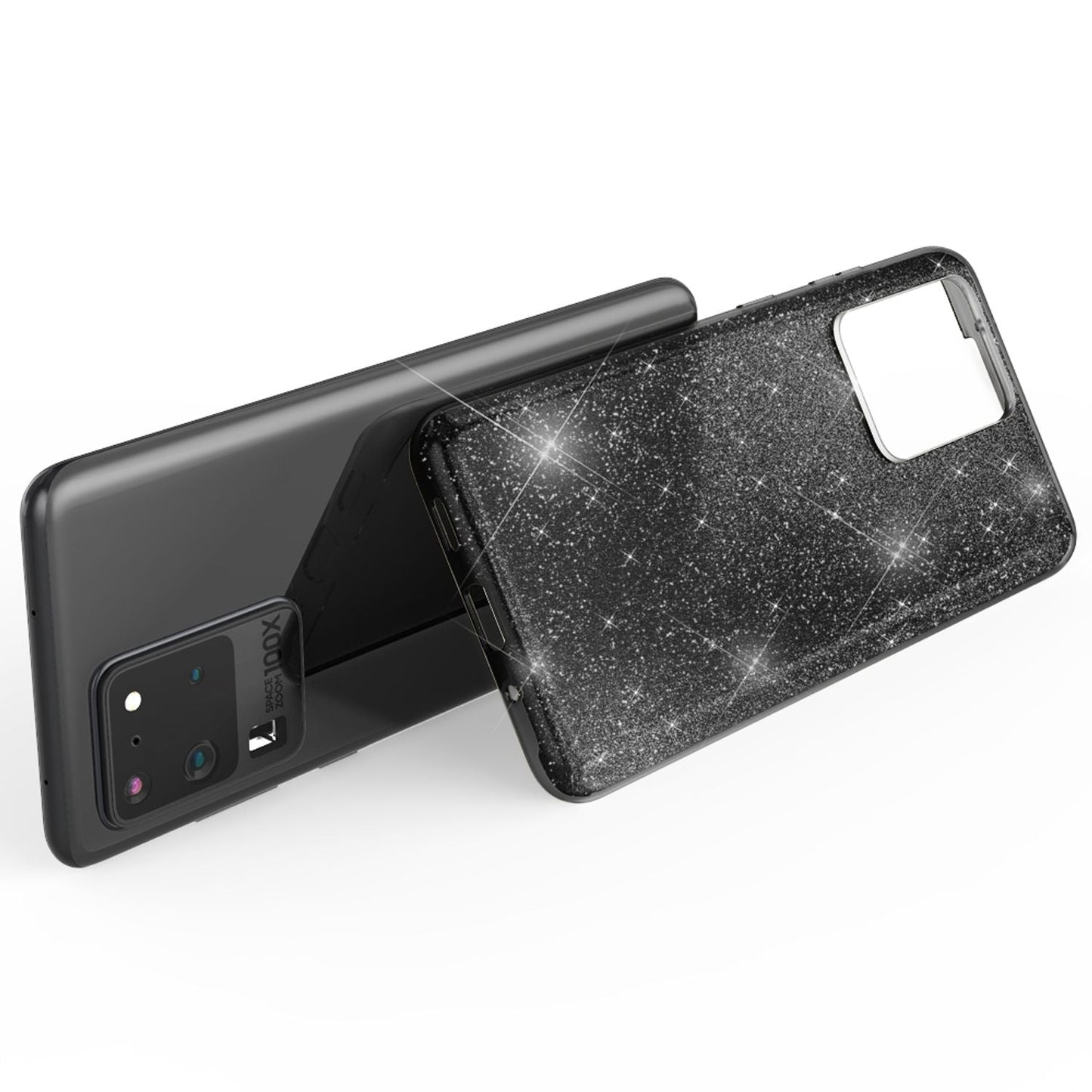 NALIA Glitzerhülle für Samsung Galaxy S20 Ultra – Funkelnder Glitzer-Look & Grip – SHINEPOP (Silikon Case) – Marke aus Berlin