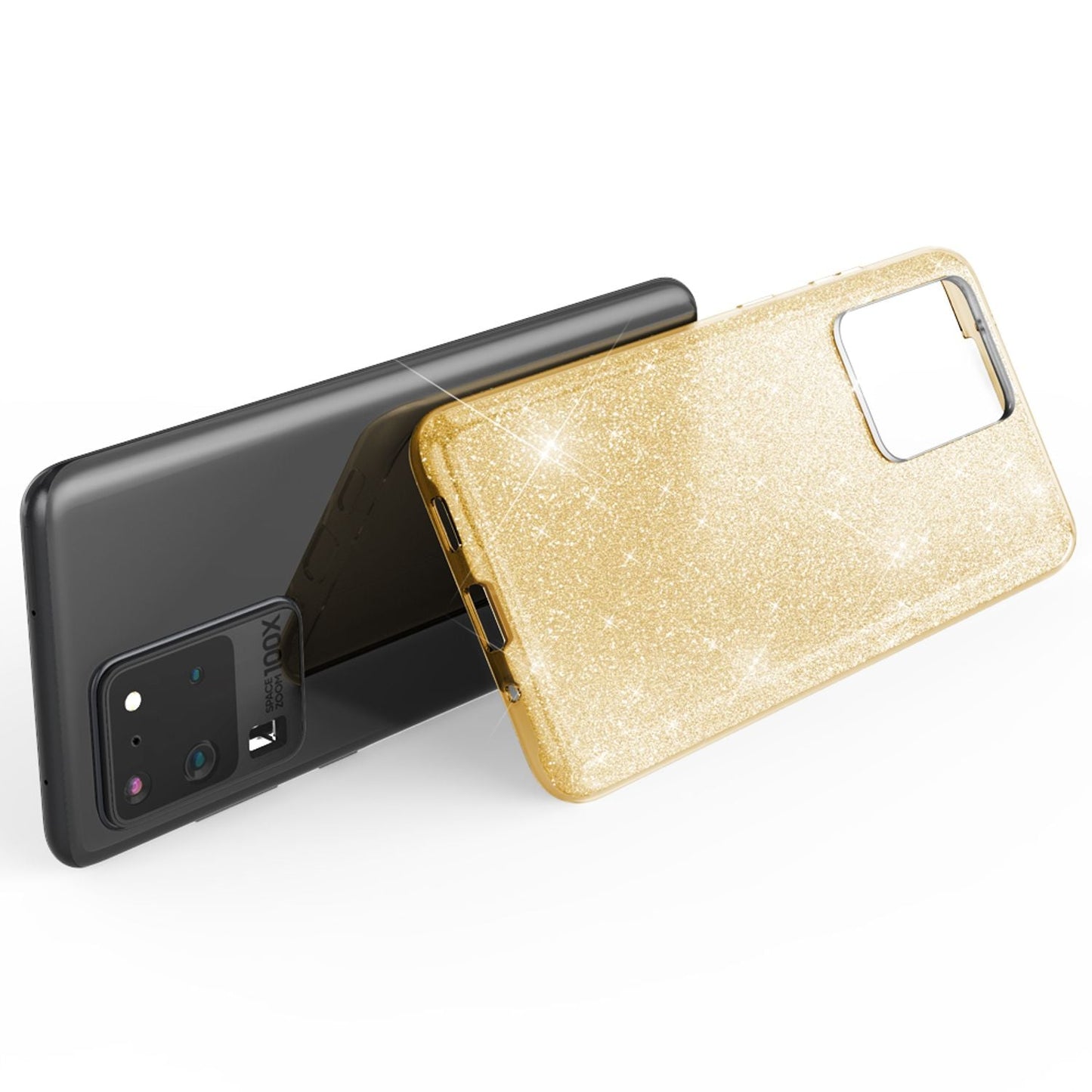 NALIA Glitzerhülle für Samsung Galaxy S20 Ultra – Funkelnder Glitzer-Look & Grip – SHINEPOP (Silikon Case) – Marke aus Berlin