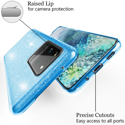 NALIA Glitzerhülle für Samsung Galaxy S20 Ultra – Funkelnder Glitzer-Look & Grip – SHINEPOP (Silikon Case) – Marke aus Berlin
