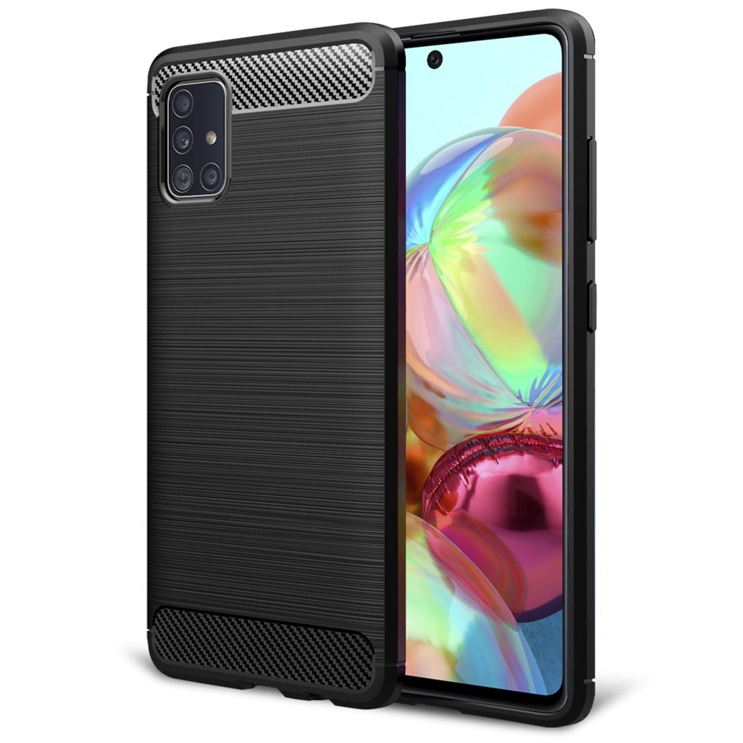 NALIA Silikonhülle für Samsung Galaxy A51 – Rutschfest & Matt – VORTEX (Gebürstete Optik & Carbon Design) – Marke aus Berlin