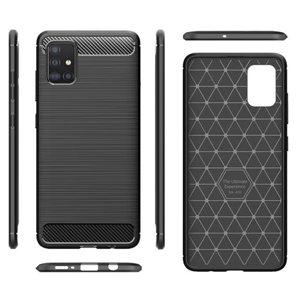 NALIA Silikonhülle für Samsung Galaxy A51 – Rutschfest & Matt – VORTEX (Gebürstete Optik & Carbon Design) – Marke aus Berlin