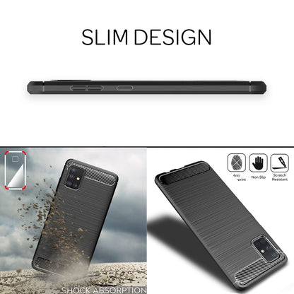 NALIA Silikonhülle für Samsung Galaxy A51 – Rutschfest & Matt – VORTEX (Gebürstete Optik & Carbon Design) – Marke aus Berlin