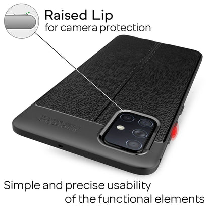 NALIA Design Case kompatibel mit Samsung Galaxy A51 Hülle, Leder Optik Stylische Handyhülle Stoßfeste Silikon Schutzhülle, Slim Phone Backcover Dünne Handy-Tasche Cover Robust Lederhülle - Schwarz