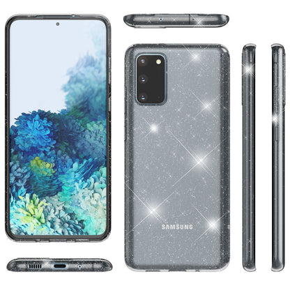 NALIA Glitzerhülle für Samsung Galaxy S20 – Funkelndes Silikon Case – DAZZLIN (Transparent & Stoßfest) – Marke aus Berlin