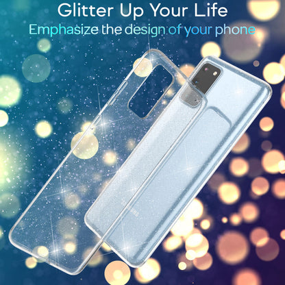 NALIA Glitzerhülle für Samsung Galaxy S20 – Funkelndes Silikon Case – DAZZLIN (Transparent & Stoßfest) – Marke aus Berlin
