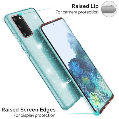 NALIA Glitzerhülle für Samsung Galaxy S20 – Funkelndes Silikon Case – DAZZLIN (Transparent & Stoßfest) – Marke aus Berlin
