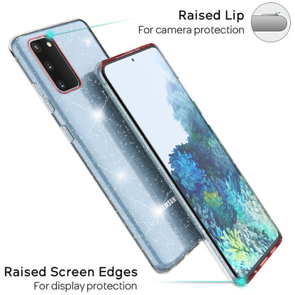 NALIA Glitzerhülle für Samsung Galaxy S20 – Funkelndes Silikon Case – DAZZLIN (Transparent & Stoßfest) – Marke aus Berlin