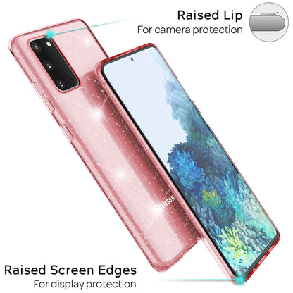 NALIA Glitzerhülle für Samsung Galaxy S20 – Funkelndes Silikon Case – DAZZLIN (Transparent & Stoßfest) – Marke aus Berlin