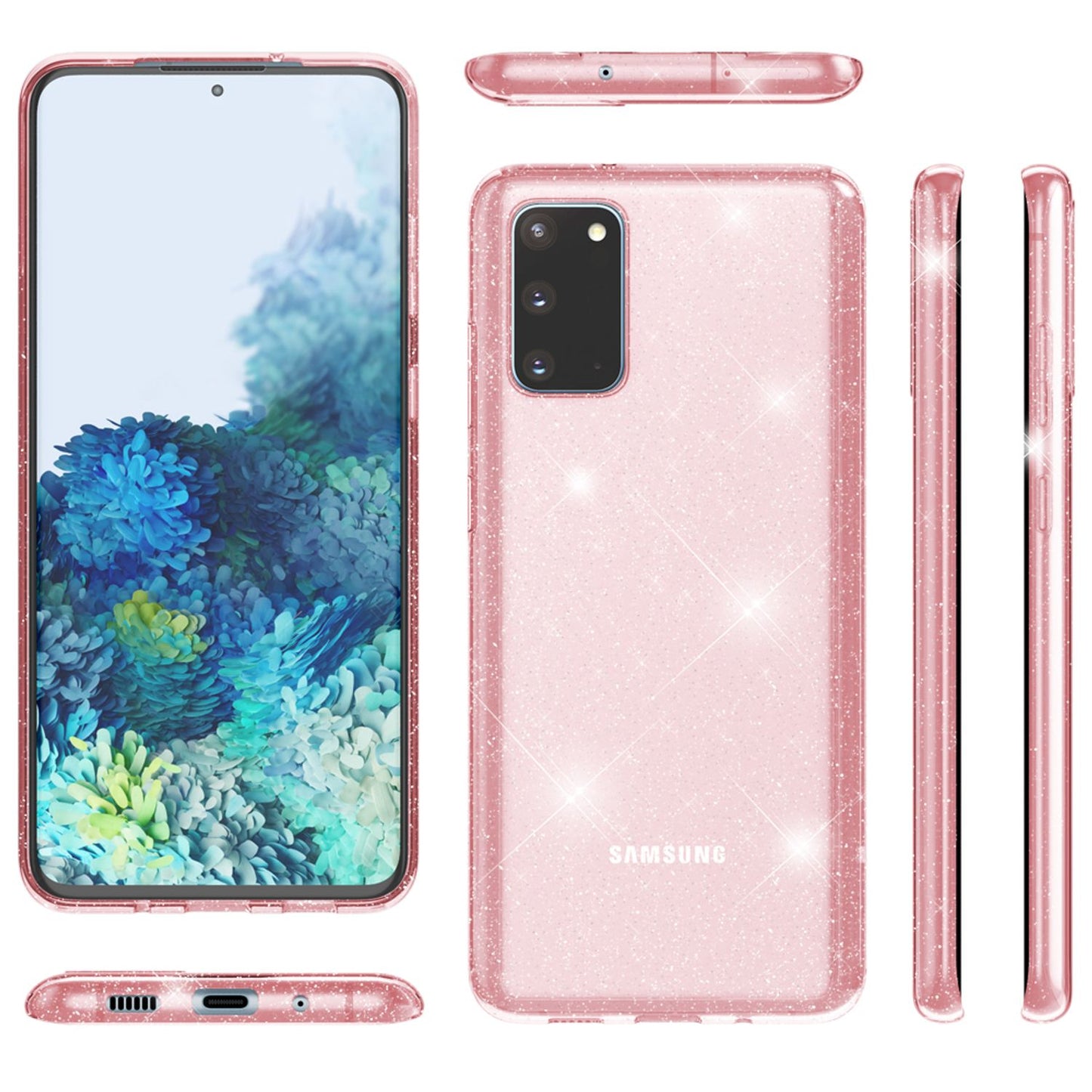 NALIA Glitzerhülle für Samsung Galaxy S20 – Funkelndes Silikon Case – DAZZLIN (Transparent & Stoßfest) – Marke aus Berlin