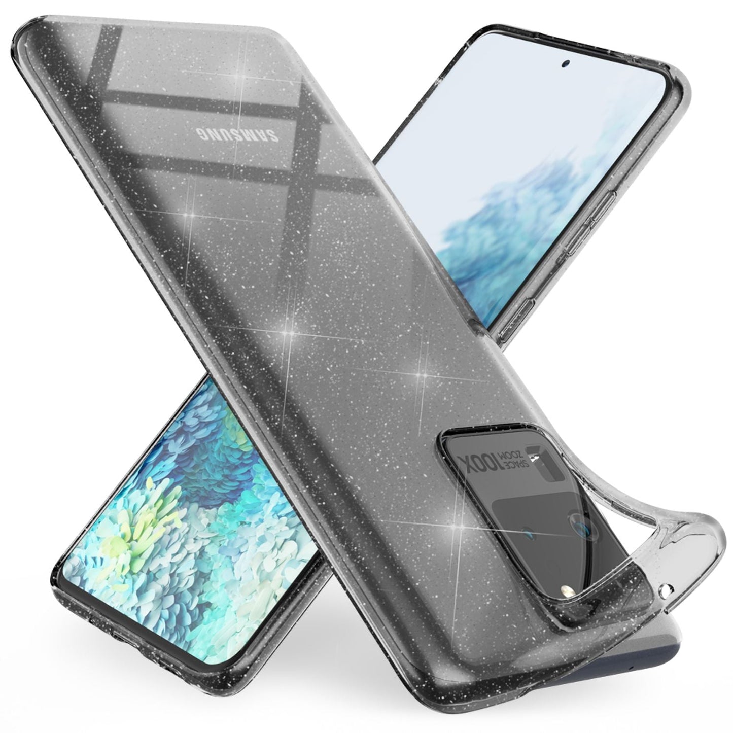 NALIA Glitzerhülle für Samsung Galaxy S20 Ultra – Funkelndes Silikon Case – DAZZLIN (Transparent & Stoßfest) – Marke aus Berlin