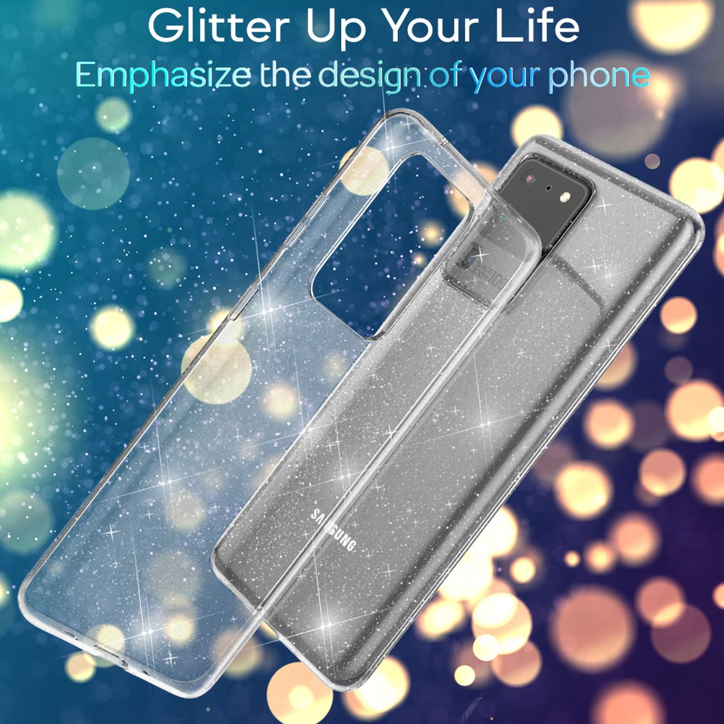 NALIA Glitzerhülle für Samsung Galaxy S20 Ultra – Funkelndes Silikon Case – DAZZLIN (Transparent & Stoßfest) – Marke aus Berlin