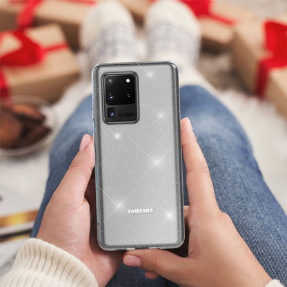 NALIA Glitzerhülle für Samsung Galaxy S20 Ultra – Funkelndes Silikon Case – DAZZLIN (Transparent & Stoßfest) – Marke aus Berlin