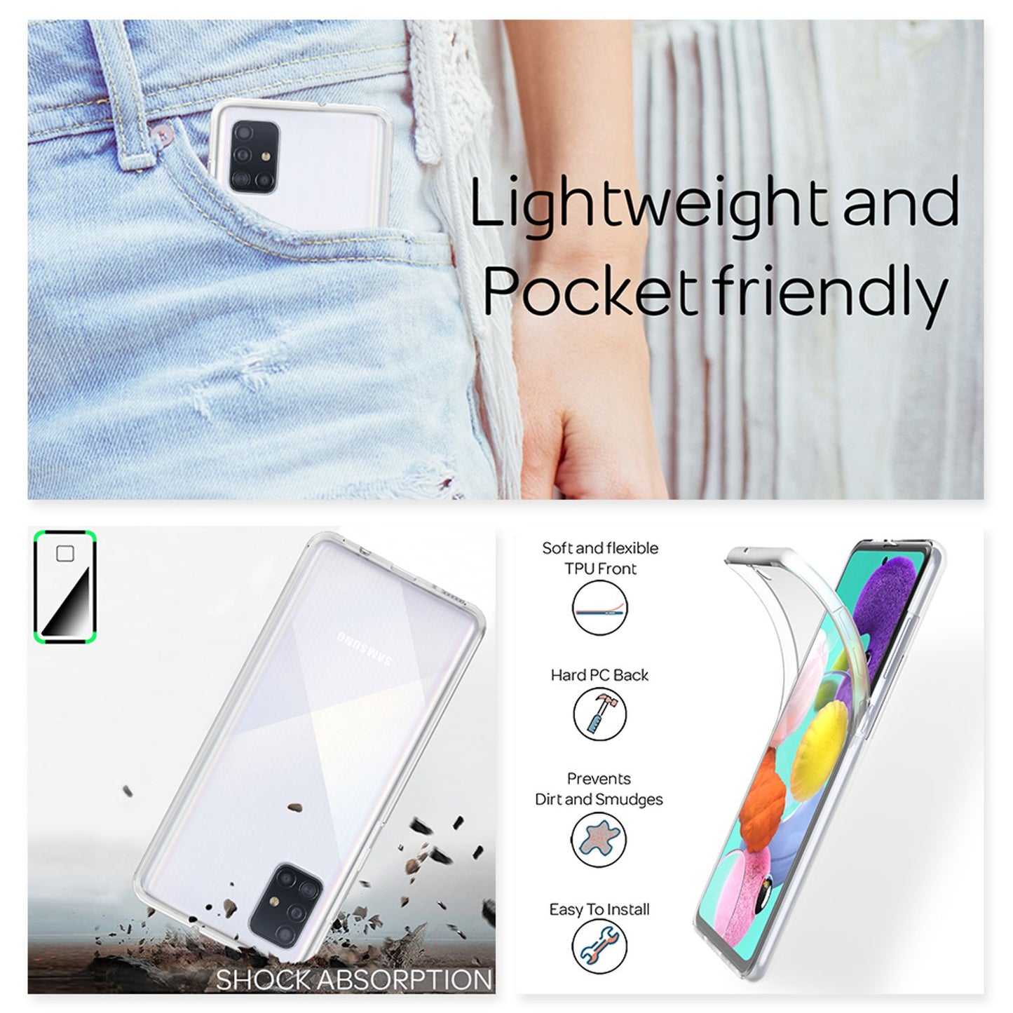 NALIA 360° Hülle für Samsung Galaxy A51 – Vorne & Hinten Schutz – 360GUARD (Full-Body Case) – Marke aus Berlin