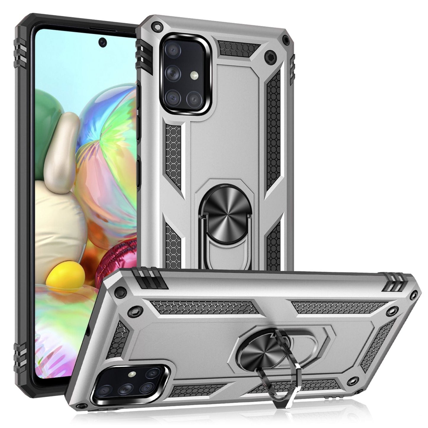 NALIA Panzerhülle für Samsung Galaxy A71 – Ring-Ständer 360° & Magnet-Halterung Kompatibel – RINGDEFEND (Stoßfestes Outdoor Case) – Marke aus Berlin