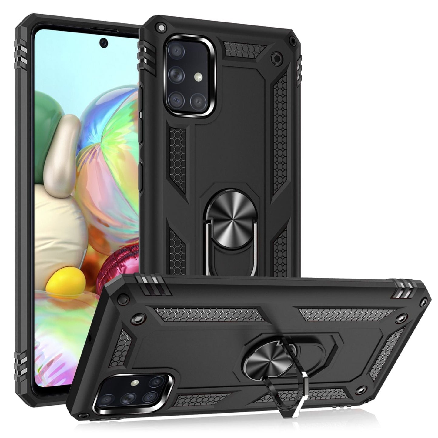 NALIA Panzerhülle für Samsung Galaxy A71 – Ring-Ständer 360° & Magnet-Halterung Kompatibel – RINGDEFEND (Stoßfestes Outdoor Case) – Marke aus Berlin
