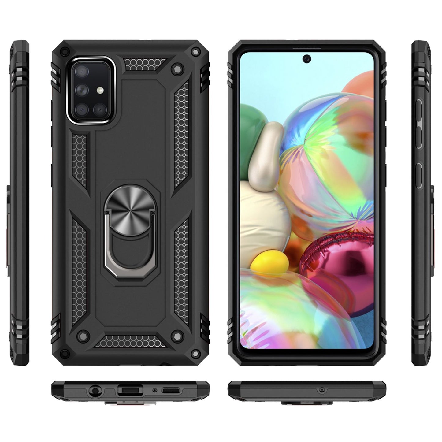 NALIA Panzerhülle für Samsung Galaxy A71 – Ring-Ständer 360° & Magnet-Halterung Kompatibel – RINGDEFEND (Stoßfestes Outdoor Case) – Marke aus Berlin