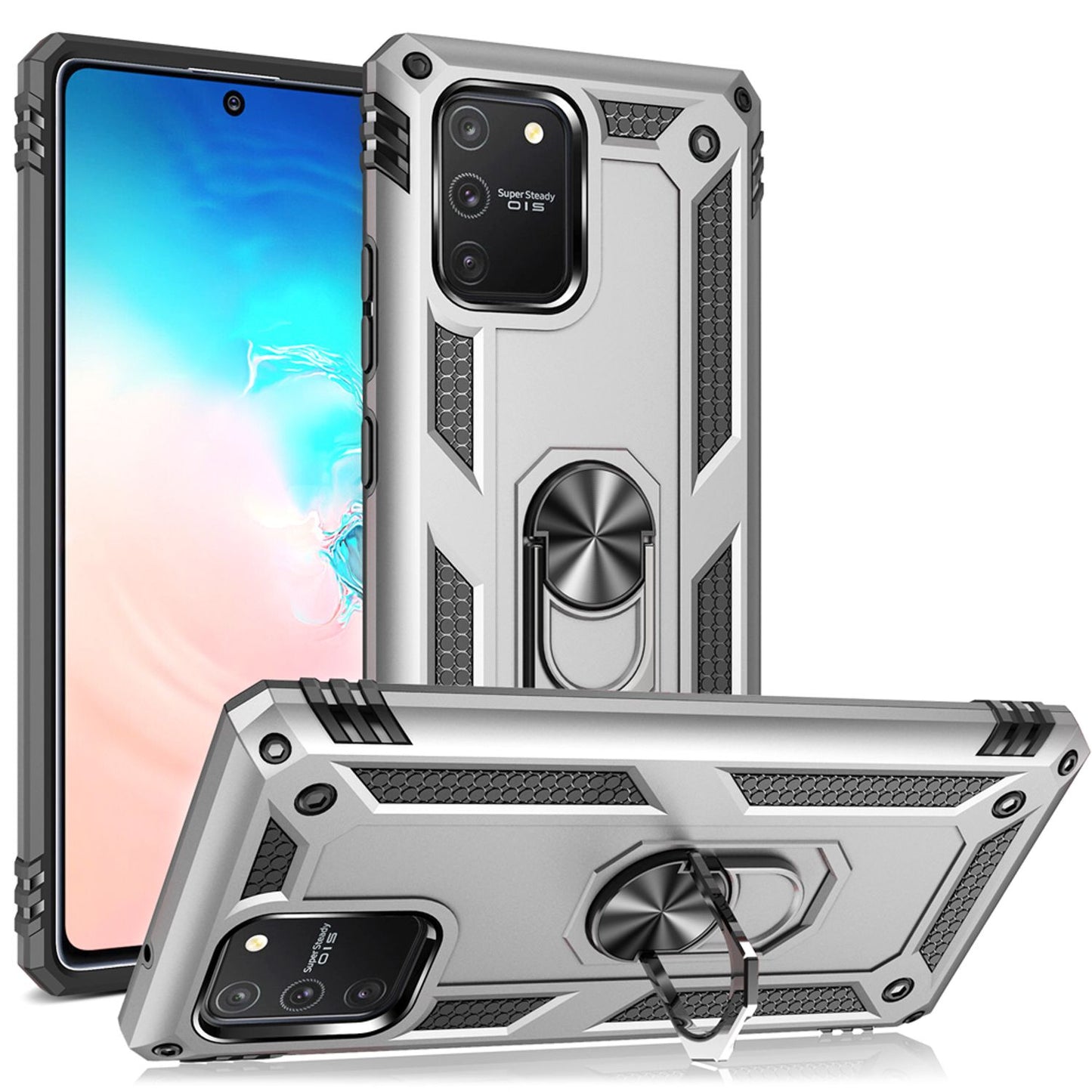 NALIA Panzerhülle für Samsung Galaxy S10 Lite – Ring-Ständer 360° & Magnet-Halterung Kompatibel – RINGDEFEND (Stoßfestes Outdoor Case) – Marke aus Berlin