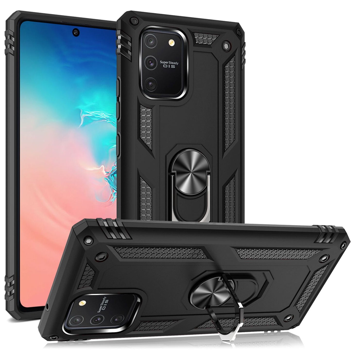NALIA Panzerhülle für Samsung Galaxy S10 Lite – Ring-Ständer 360° & Magnet-Halterung Kompatibel – RINGDEFEND (Stoßfestes Outdoor Case) – Marke aus Berlin