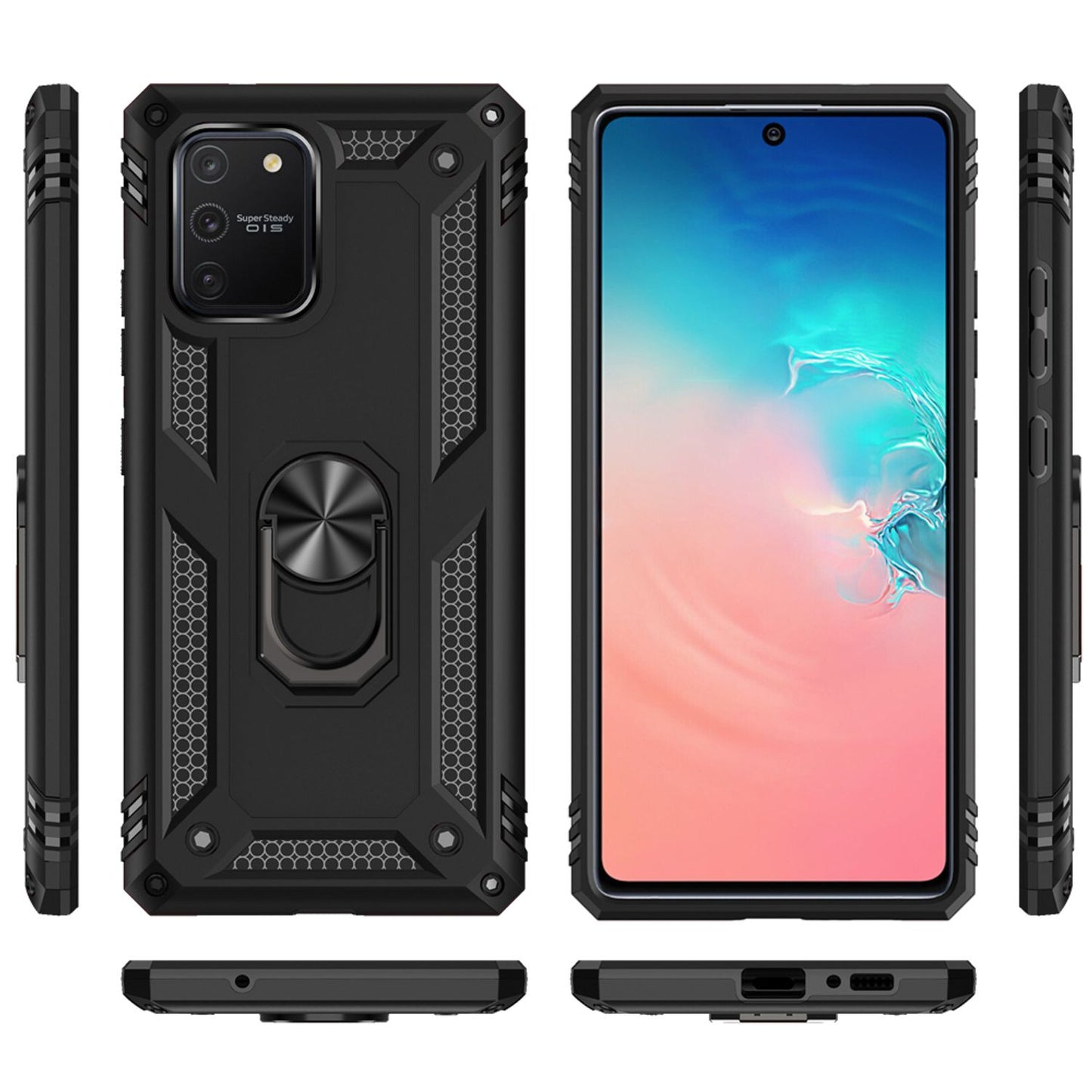 NALIA Panzerhülle für Samsung Galaxy S10 Lite – Ring-Ständer 360° & Magnet-Halterung Kompatibel – RINGDEFEND (Stoßfestes Outdoor Case) – Marke aus Berlin