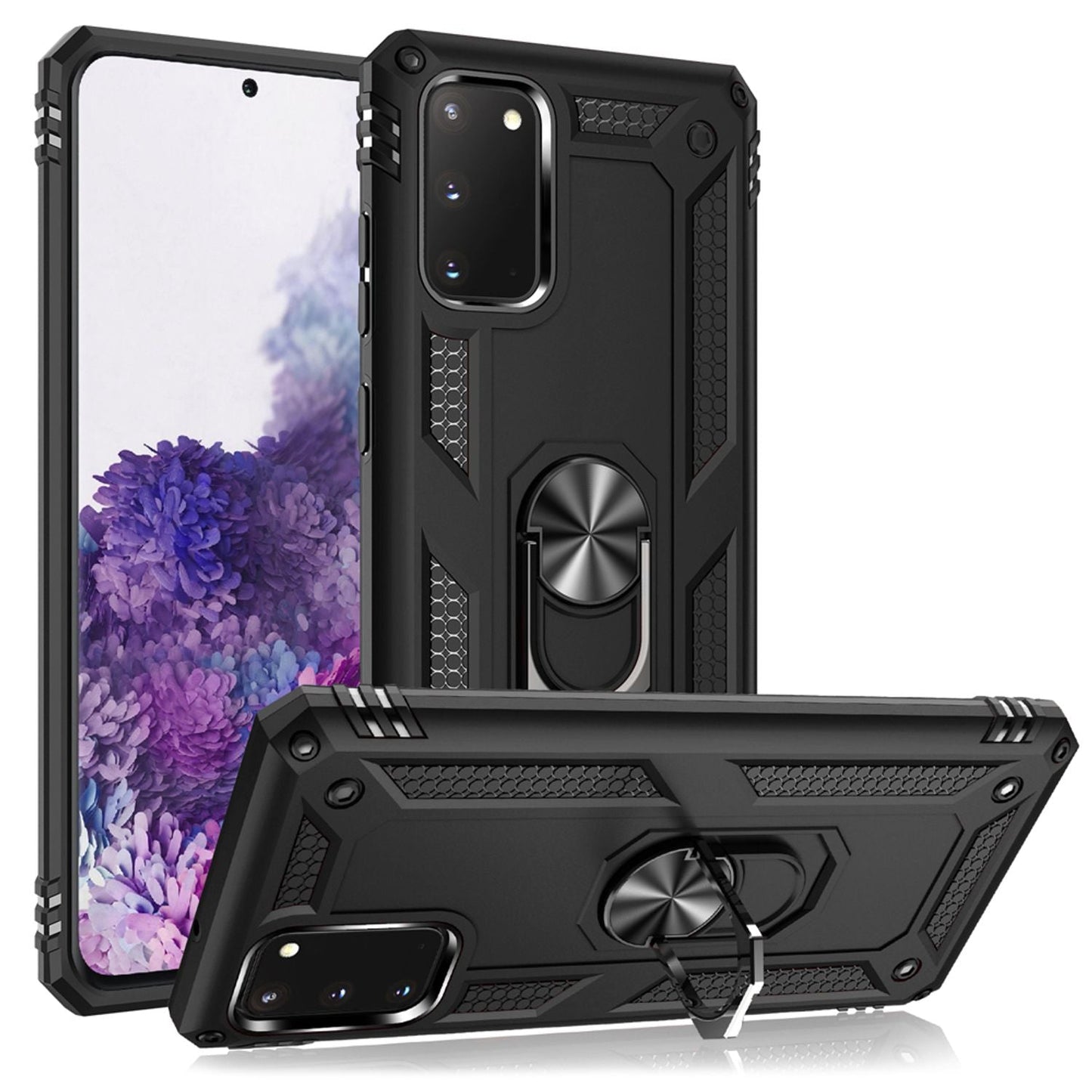 NALIA Panzerhülle für Samsung Galaxy S20 – Ring-Ständer 360° & Magnet-Halterung Kompatibel – RINGDEFEND (Stoßfestes Outdoor Case) – Marke aus Berlin