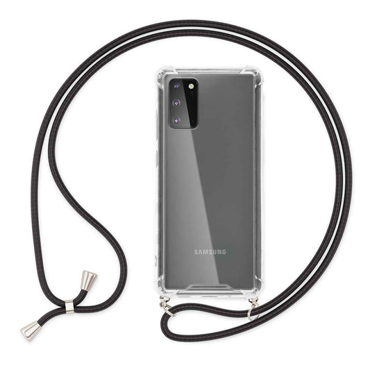 NALIA Handykette für Samsung Galaxy S20 – Transparentes Hybrid-Case & Band – HANGIT (Anti-Gelb Rückseite & Verstellbar) – Marke aus Berlin