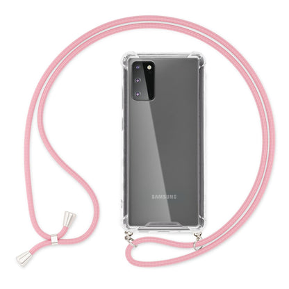 NALIA Handykette für Samsung Galaxy S20 – Transparentes Hybrid-Case & Band – HANGIT (Anti-Gelb Rückseite & Verstellbar) – Marke aus Berlin