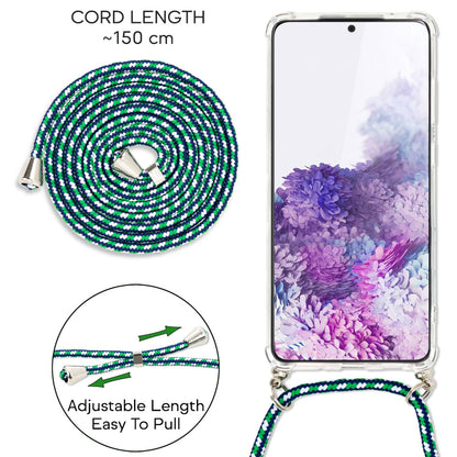 NALIA Handykette für Samsung Galaxy S20 Plus – Transparentes Hybrid-Case & Band – HANGIT (Anti-Gelb Rückseite & Verstellbar) – Marke aus Berlin