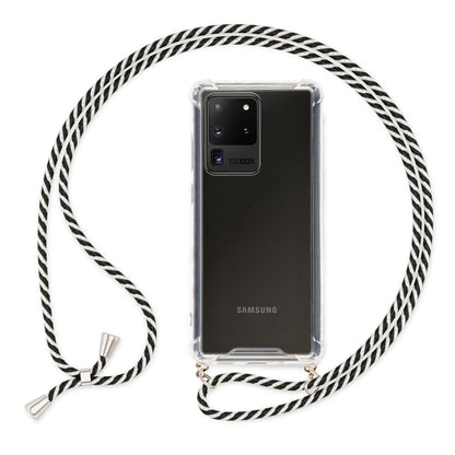 NALIA Handykette für Samsung Galaxy S20 Ultra – Transparentes Hybrid-Case & Band – HANGIT (Anti-Gelb Rückseite & Verstellbar) – Marke aus Berlin