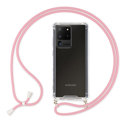 NALIA Handykette für Samsung Galaxy S20 Ultra – Transparentes Hybrid-Case & Band – HANGIT (Anti-Gelb Rückseite & Verstellbar) – Marke aus Berlin
