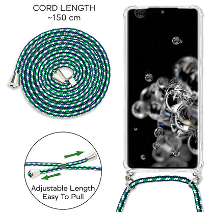 NALIA Handykette für Samsung Galaxy S20 Ultra – Transparentes Hybrid-Case & Band – HANGIT (Anti-Gelb Rückseite & Verstellbar) – Marke aus Berlin