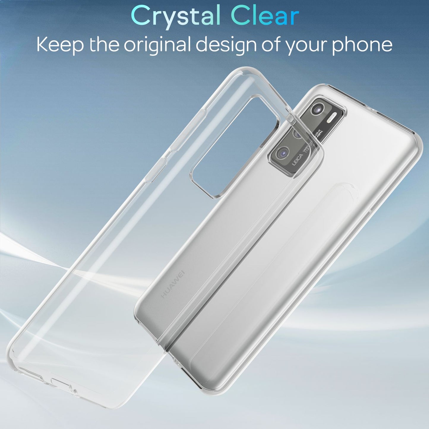 NALIA Transparente Silikonhülle für Huawei P40 – Anti-Gelb & Rutschfest – GLAZE (Handyhülle Kristallklar, Schlank & Stoßfest) – Marke aus Berlin
