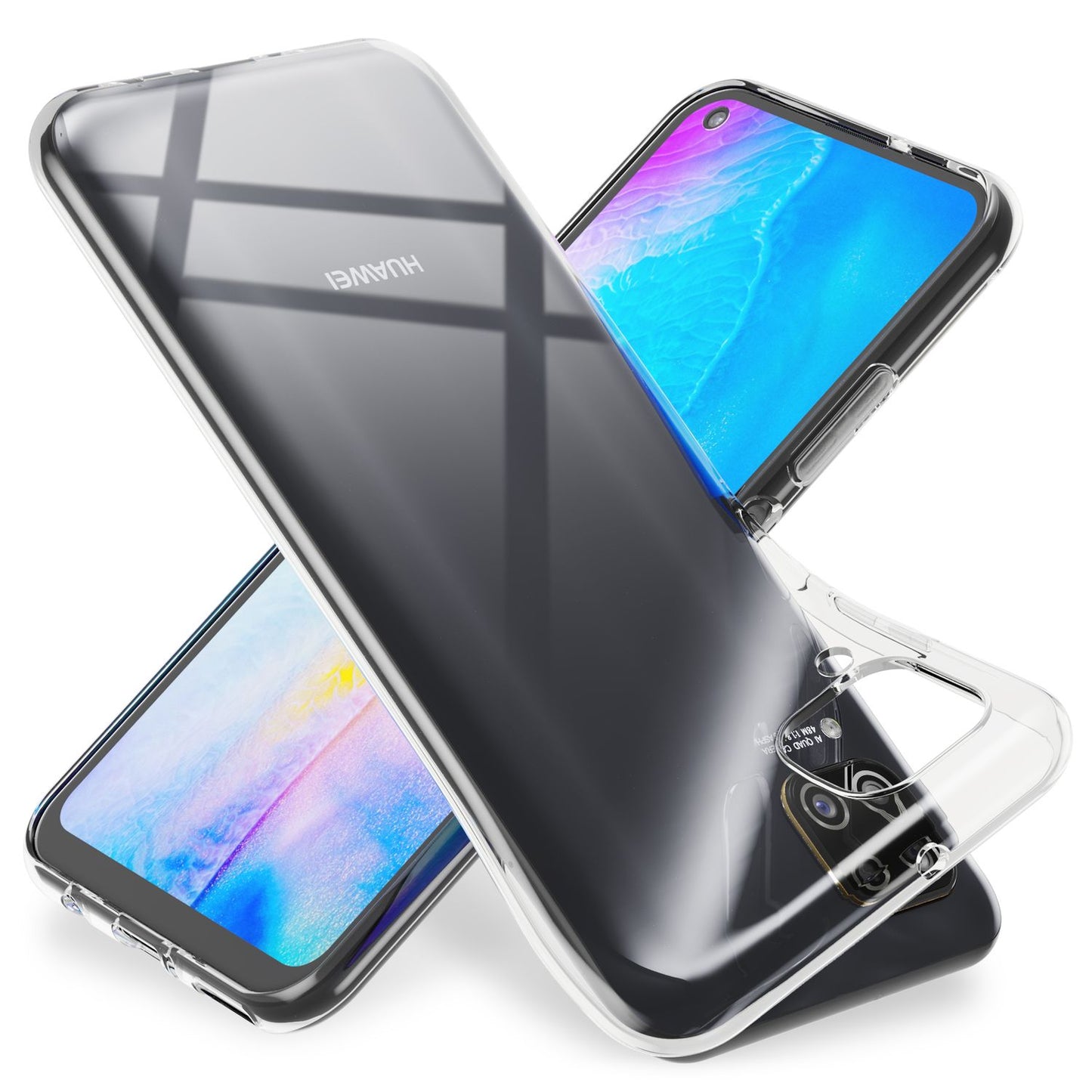 NALIA Transparente Silikonhülle für Huawei P40 Lite – Anti-Gelb & Rutschfest – GLAZE (Handyhülle Kristallklar, Schlank & Stoßfest) – Marke aus Berlin