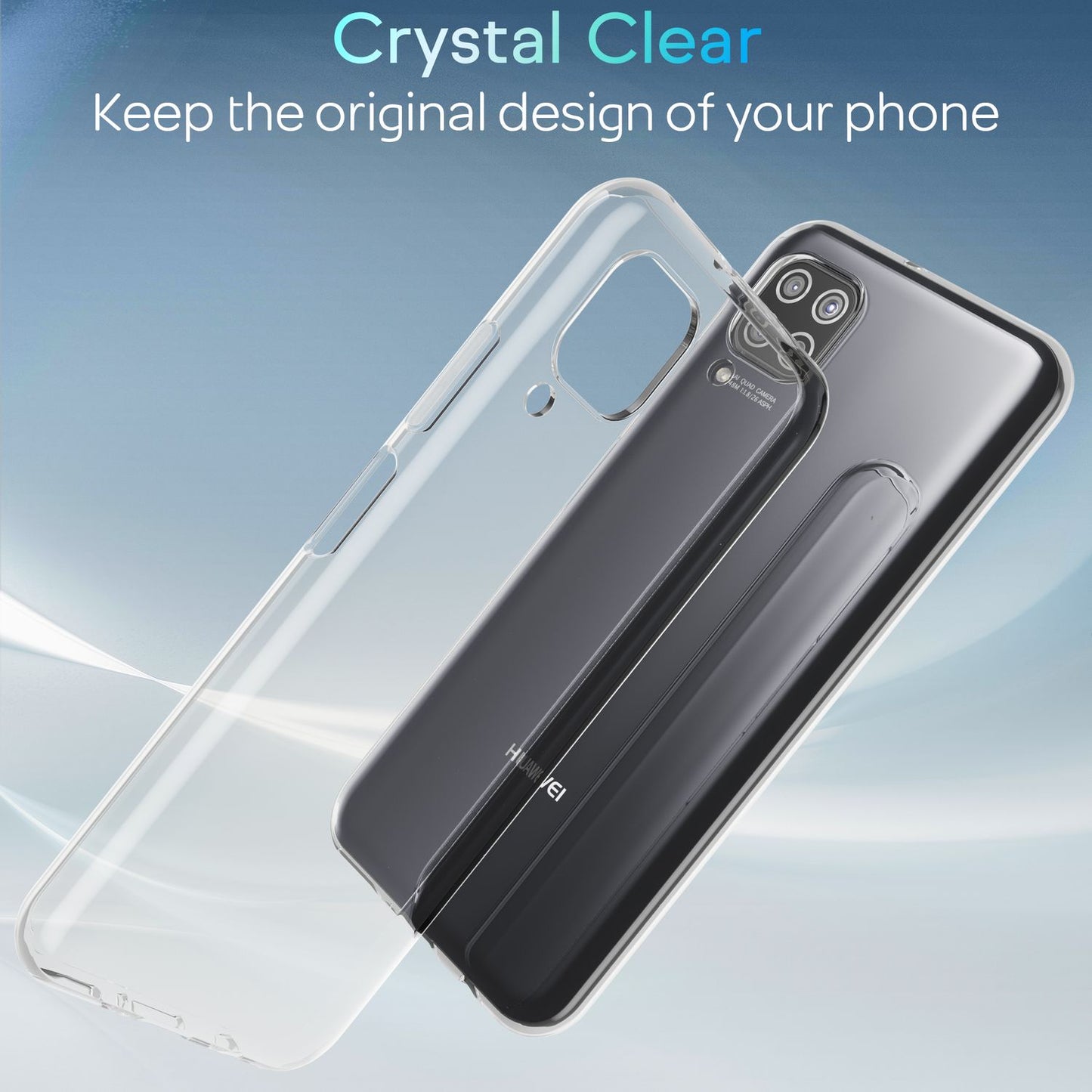 NALIA Transparente Silikonhülle für Huawei P40 Lite – Anti-Gelb & Rutschfest – GLAZE (Handyhülle Kristallklar, Schlank & Stoßfest) – Marke aus Berlin