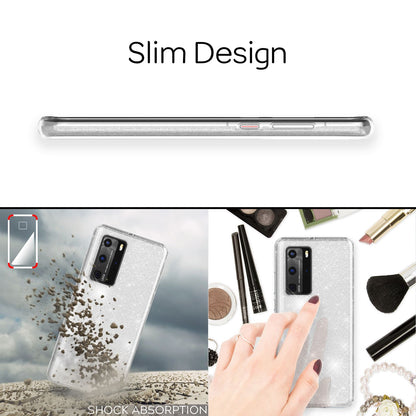 NALIA Glitzerhülle für Huawei P40 – Funkelnder Glitzer-Look & Grip – SHINEPOP (Silikon Case) – Marke aus Berlin