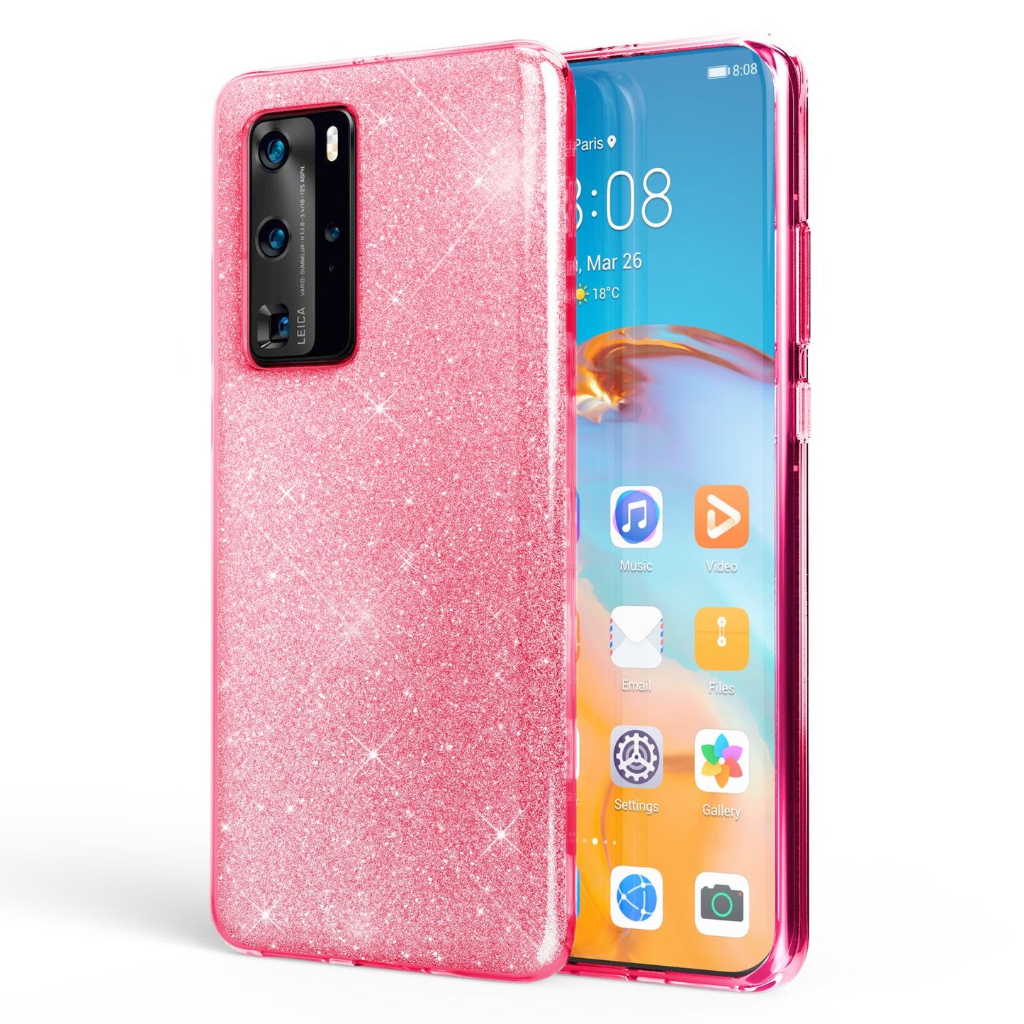 NALIA Glitzerhülle für Huawei P40 Pro – Funkelnder Glitzer-Look & Grip – SHINEPOP (Silikon Case) – Marke aus Berlin