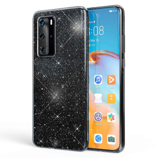 NALIA Glitzerhülle für Huawei P40 Pro – Funkelnder Glitzer-Look & Grip – SHINEPOP (Silikon Case) – Marke aus Berlin
