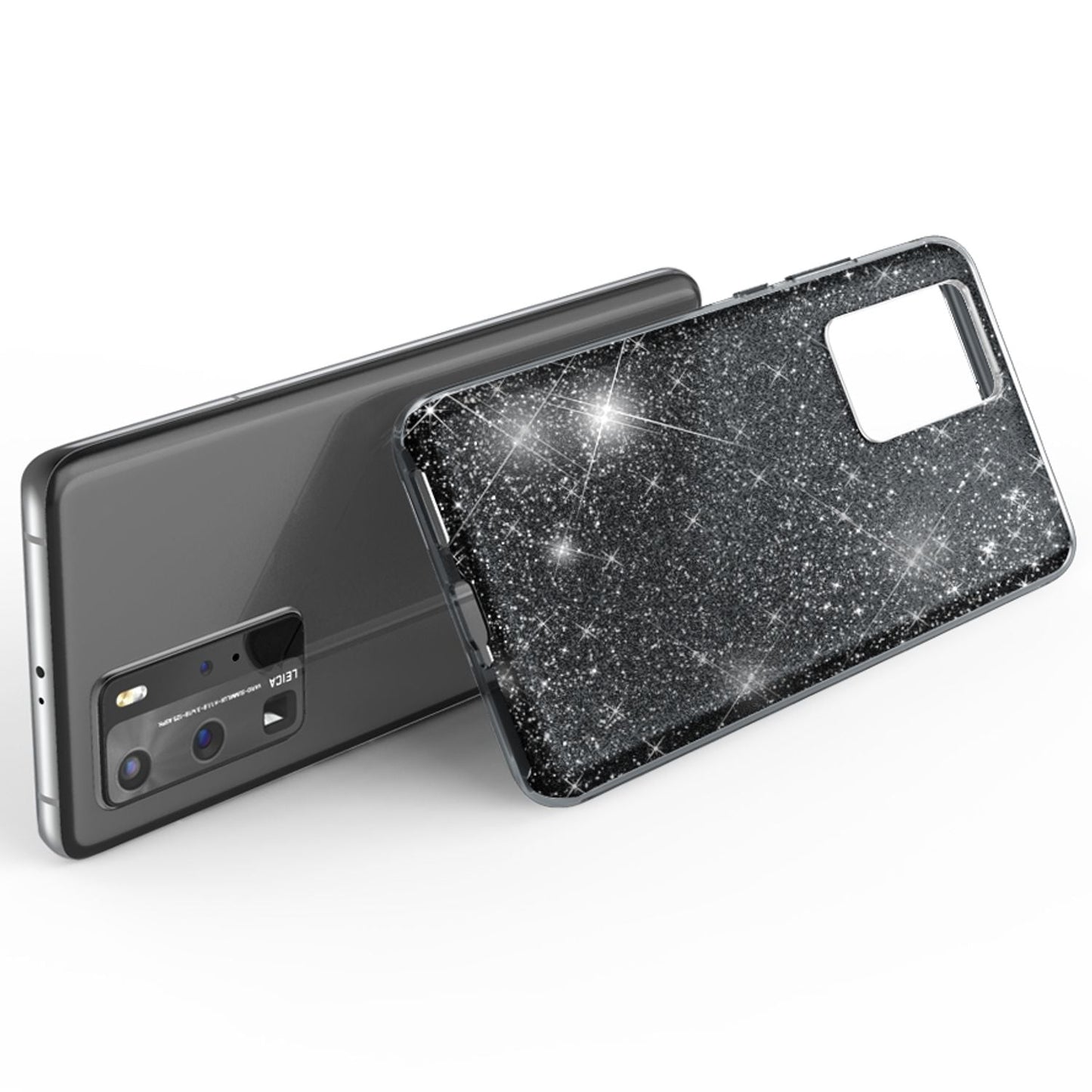 NALIA Glitzerhülle für Huawei P40 Pro – Funkelnder Glitzer-Look & Grip – SHINEPOP (Silikon Case) – Marke aus Berlin