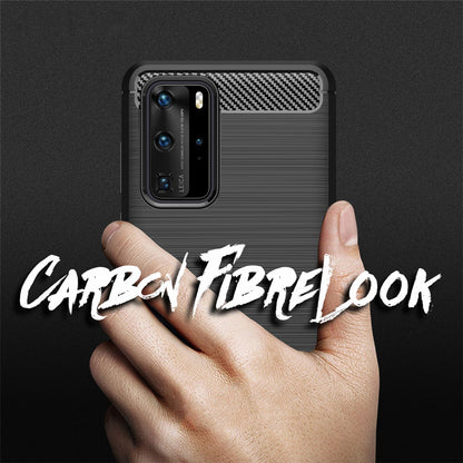 NALIA Silikonhülle für Huawei P40 Pro – Rutschfest & Matt – VORTEX (Gebürstete Optik & Carbon Design) – Marke aus Berlin