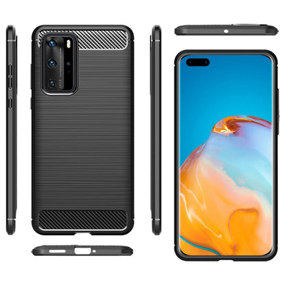 NALIA Silikonhülle für Huawei P40 Pro – Rutschfest & Matt – VORTEX (Gebürstete Optik & Carbon Design) – Marke aus Berlin