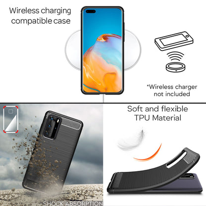 NALIA Silikonhülle für Huawei P40 Pro – Rutschfest & Matt – VORTEX (Gebürstete Optik & Carbon Design) – Marke aus Berlin