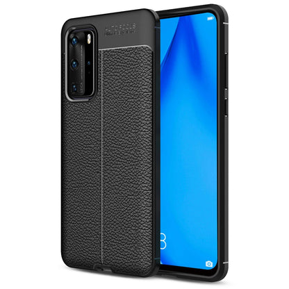 NALIA Design Case kompatibel mit Huawei P40 Pro Hülle, Leder Optik Stylische Handyhülle Stoßfeste Silikon Schutzhülle, Slim Phone Backcover Dünne Handy-Tasche Cover Robust Bumper Etui - Schwarz