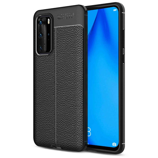 NALIA Design Case kompatibel mit Huawei P40 Pro Hülle, Leder Optik Stylische Handyhülle Stoßfeste Silikon Schutzhülle, Slim Phone Backcover Dünne Handy-Tasche Cover Robust Bumper Etui - Schwarz