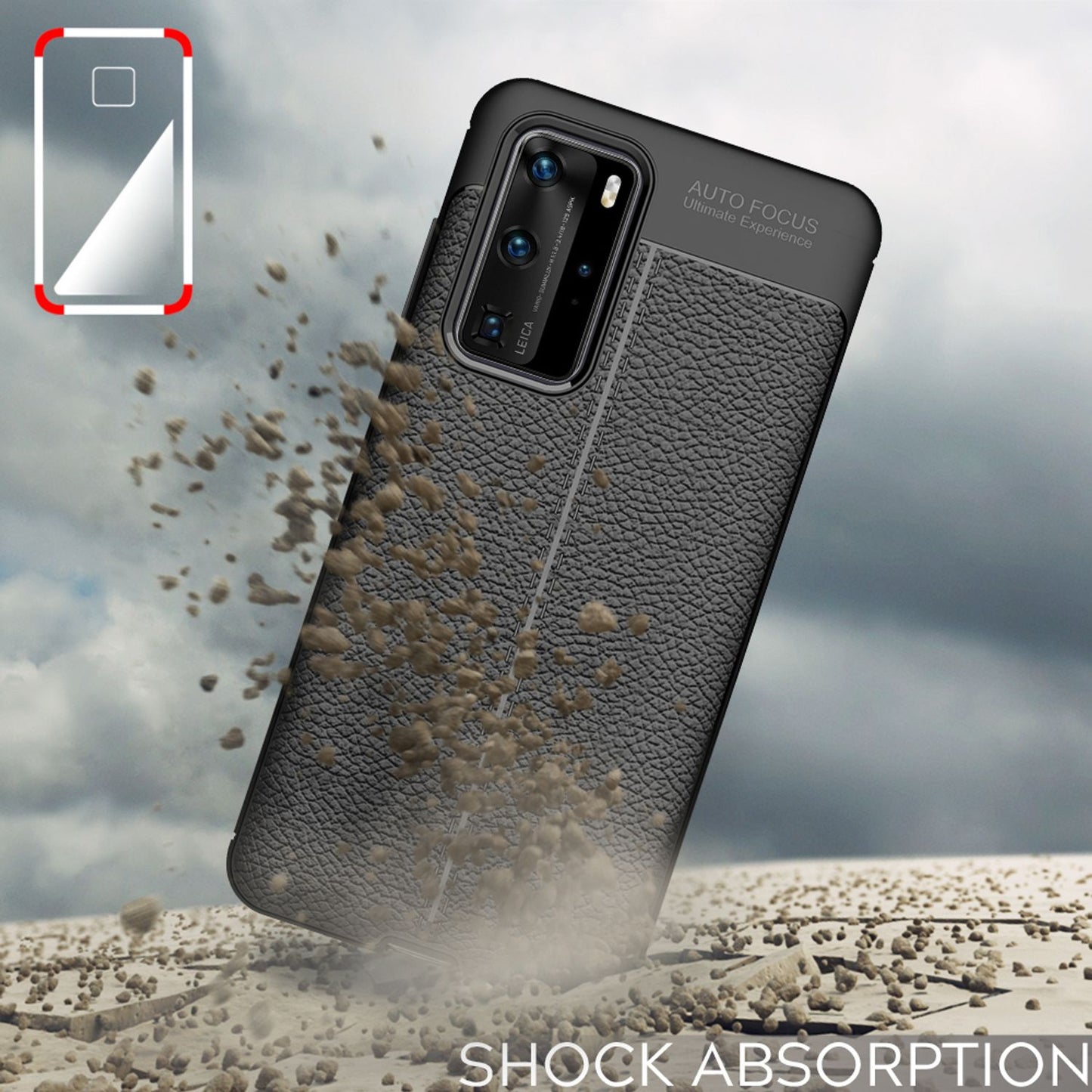 NALIA Design Case kompatibel mit Huawei P40 Pro Hülle, Leder Optik Stylische Handyhülle Stoßfeste Silikon Schutzhülle, Slim Phone Backcover Dünne Handy-Tasche Cover Robust Bumper Etui - Schwarz