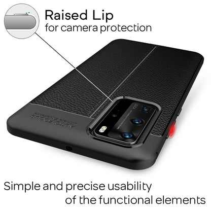 NALIA Design Case kompatibel mit Huawei P40 Pro Hülle, Leder Optik Stylische Handyhülle Stoßfeste Silikon Schutzhülle, Slim Phone Backcover Dünne Handy-Tasche Cover Robust Bumper Etui - Schwarz