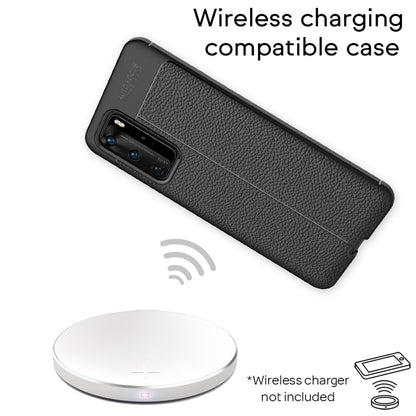 NALIA Design Case kompatibel mit Huawei P40 Pro Hülle, Leder Optik Stylische Handyhülle Stoßfeste Silikon Schutzhülle, Slim Phone Backcover Dünne Handy-Tasche Cover Robust Bumper Etui - Schwarz